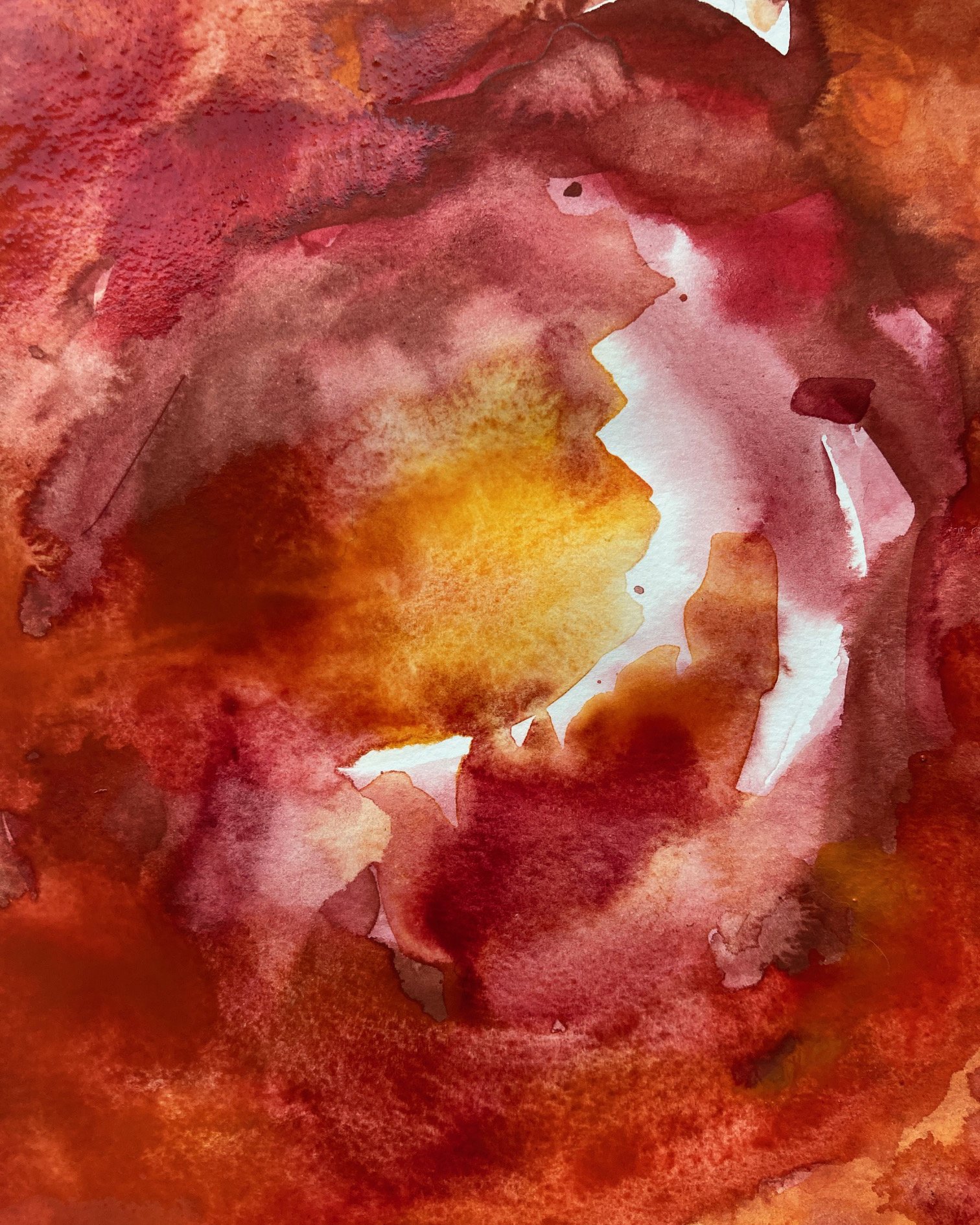 Ausschnitt eines Werkes von Patricia Gottbehüt — Aquarell in Rot und Orange